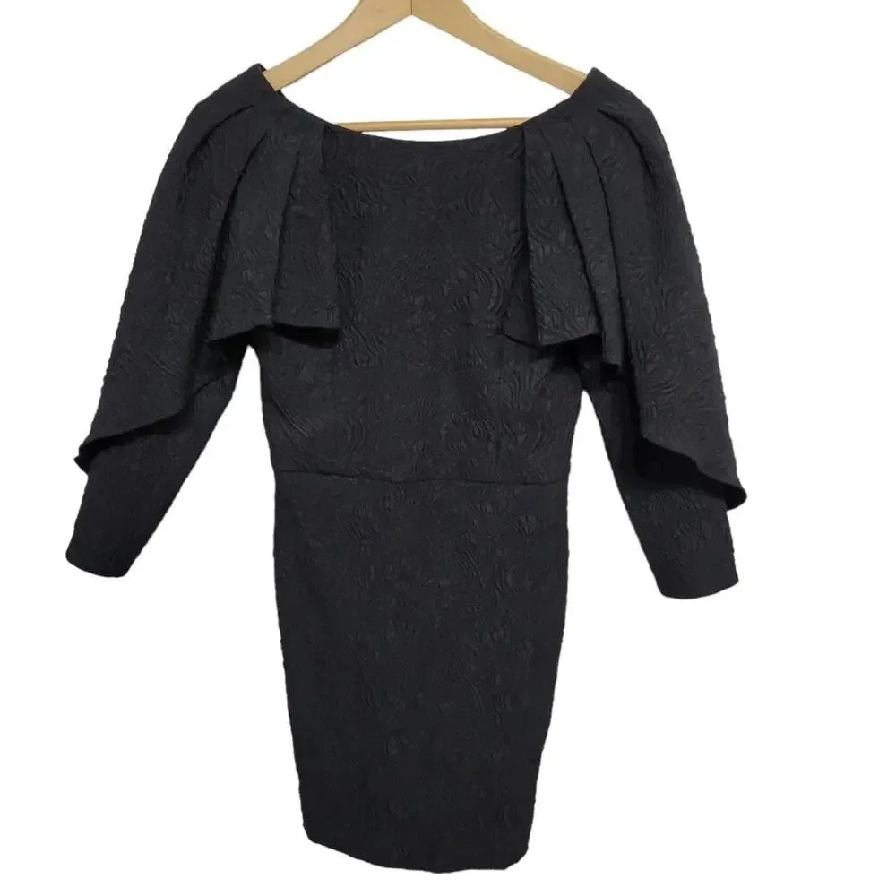 NWT BCBG MaxAzria Little Black Dress Puffy Scalloped Crepe Size 6